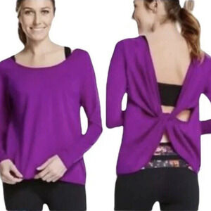 Fabletics Switchback Activewear Top Tie-Back Long Sleeve Purple Womens Small